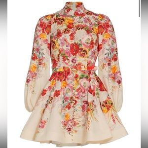 Zimmermann Wonderland Belted Linen Minidress